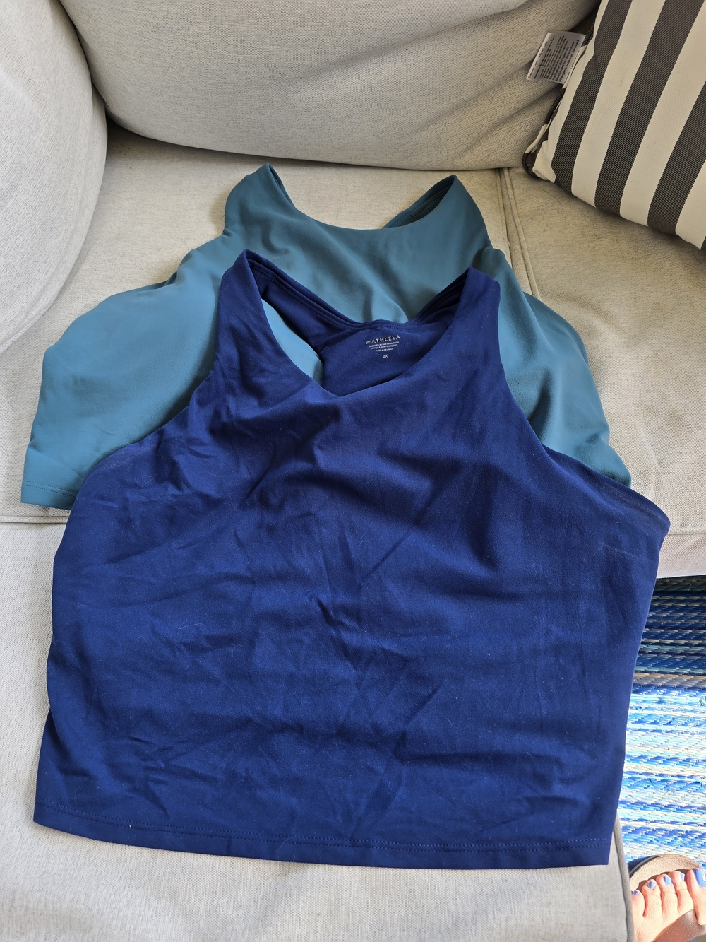 Athleta Blue and Teal Racerback Sports Bras